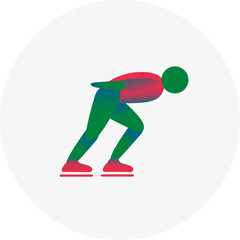 Speed skating competition icon. Colorful sport sign. 