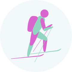 Ski Mountaineering competition icon. Colorful sport sign. 