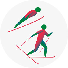 Nordic Combined competition icon. Colorful sport sign. 