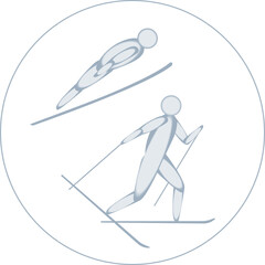 Nordic Combined competition icon. Outline stroke.  