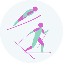 Nordic Combined competition icon. Colorful sport sign. 