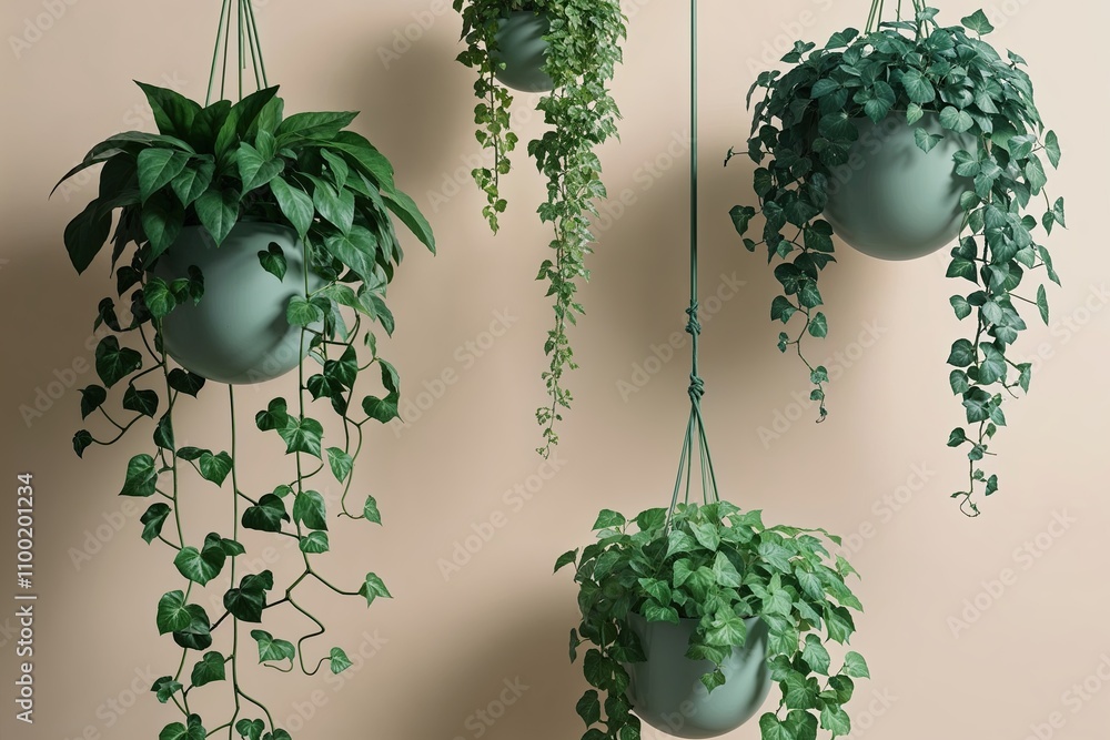Poster vibrant 3d visualization of isolated climbing plants on a soft background