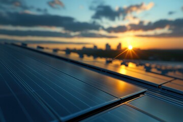 Fototapeta premium A solar panel with a sun shining on it