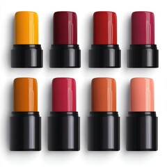 Obraz premium Vibrant Lipstick Collection in Various Shades on White Background