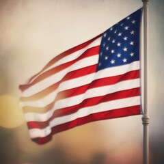 Obraz premium 4th of July background. Retro vintage American USA flag. Happy Labor, Independence or Presidents Day. American flag colors