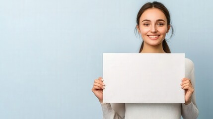 Woman holding a freshly cleaned, spotless white sheet, satisfied expression
