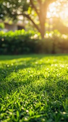 Naklejka premium Radiant Green Grass Under Sunny Daylight