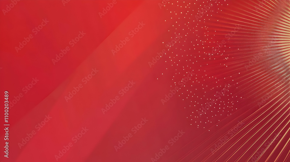 Poster abstract red background with gold lines and dots, creating a dynamic and modern design.