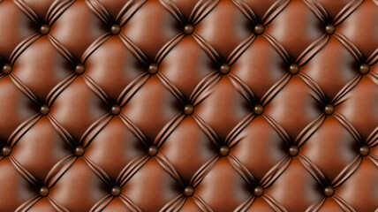 Luxurious brown leather upholstery with tufted design and buttons