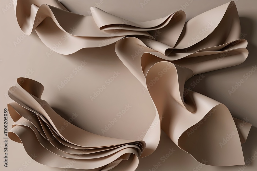 Poster elegant minimalist 3d visual of soft beige textures with ruffles and folds for a classy background