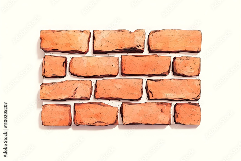 Aufkleber realistic textured orange brick wall background for design and architecture projects with unique vis