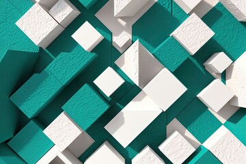 Striking Three-Dimensional Geometric Backdrop in Teal and White for Modern Digital Design