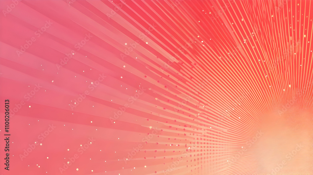 Poster abstract coral pink and peach gradient background with radiating lines and subtle sparkle.