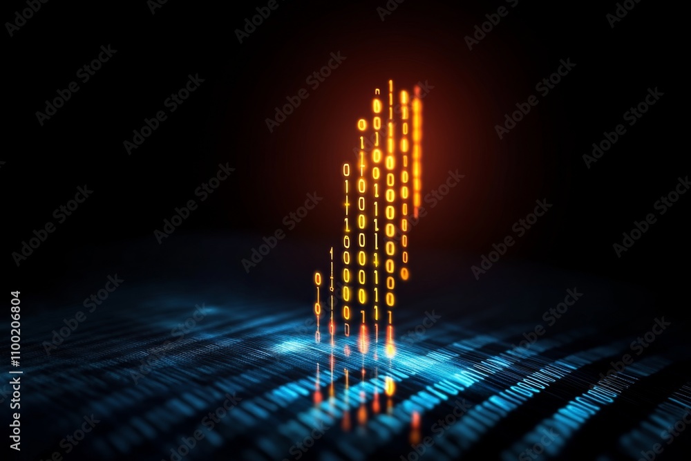 Poster a vibrant digital illustration of an x-y-z axis grid with colorful graphs and data points in a futur