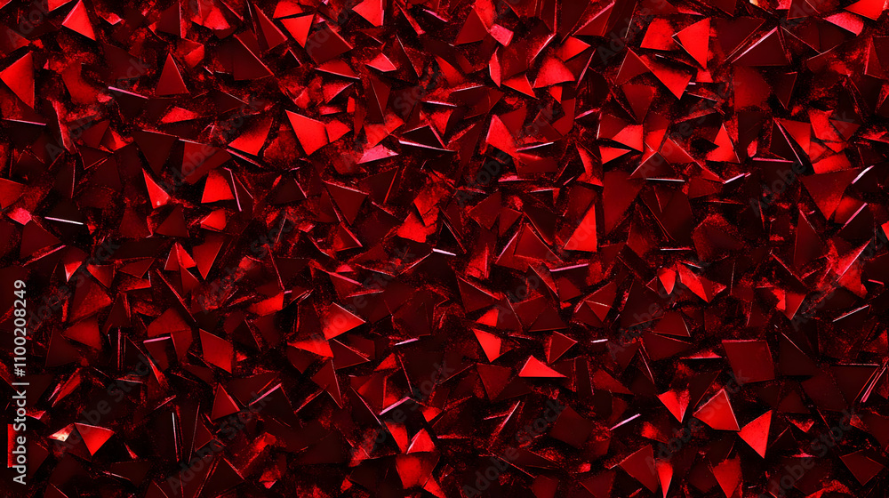 Poster abstract background of many red triangular shapes, creating a shattered or fragmented effect.