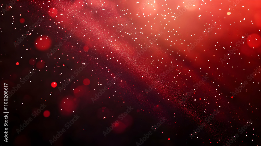 Poster abstract red background with bokeh lights and sparkles, perfect for festive designs or presentations