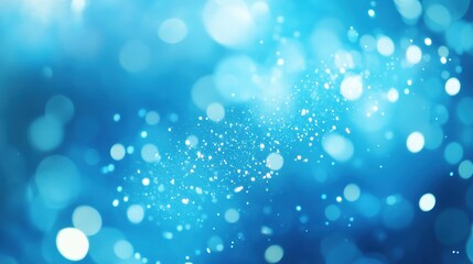 Vibrant Blue Bokeh Effect with Sparkling Light Particles in 3D