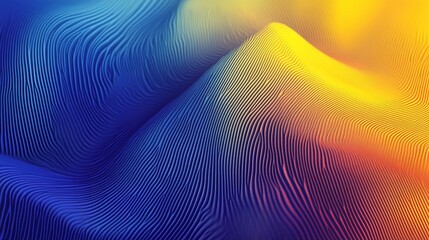 Colorful 3D Wave Pattern in Blue, Yellow, and Orange Tones