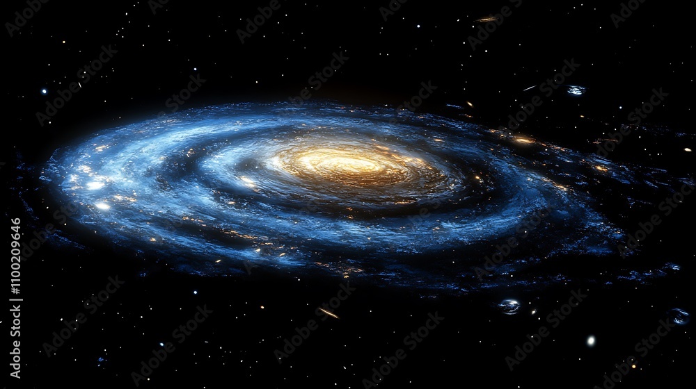 Poster a vivid 4k image of a spiraling galaxy in the vastness of space, showcasing intricate details of its