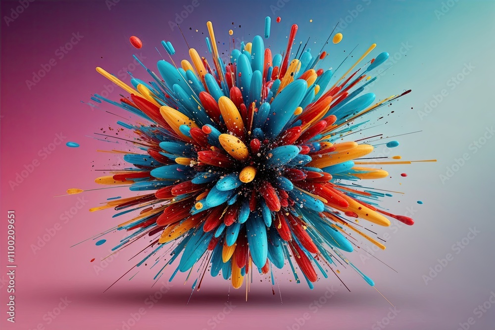 Poster dynamic 3d abstract explosion graphic design