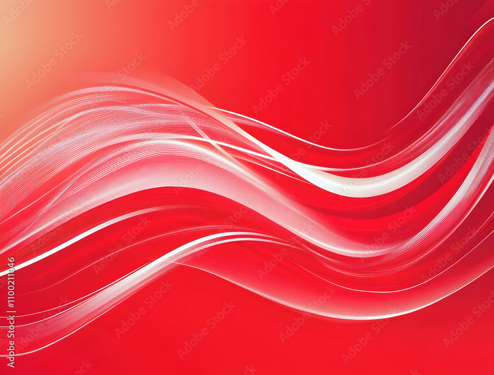 Poster abstract red and white wave background. elegant, flowing lines create a dynamic design ideal for web