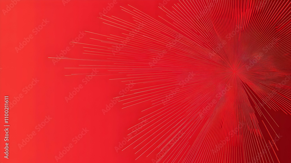 Poster abstract red background with radiating lines creating a burst or explosion effect.