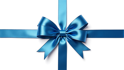 blue glossy ribbon bows on a white background