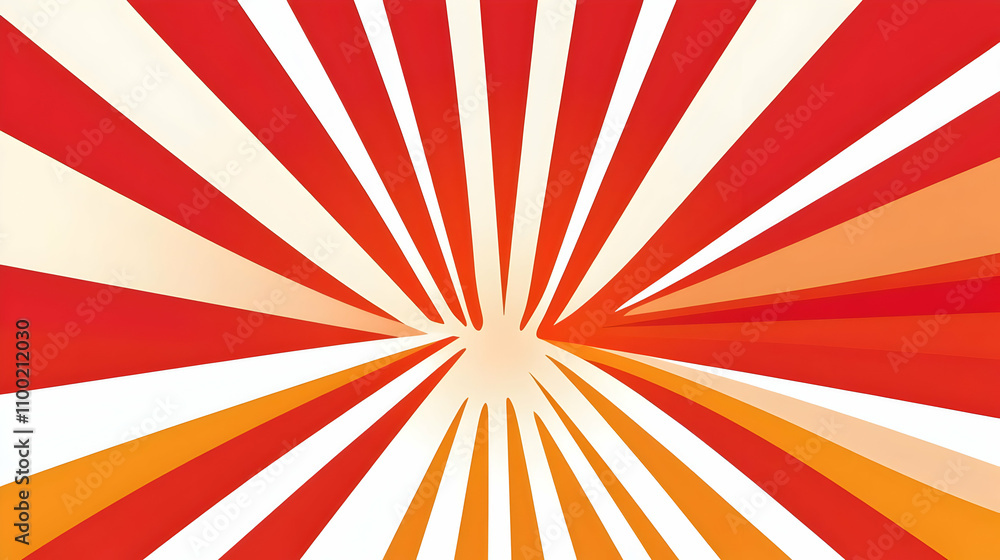 Poster abstract red, orange, and white radiating lines converging at the center, creating a dynamic and vib