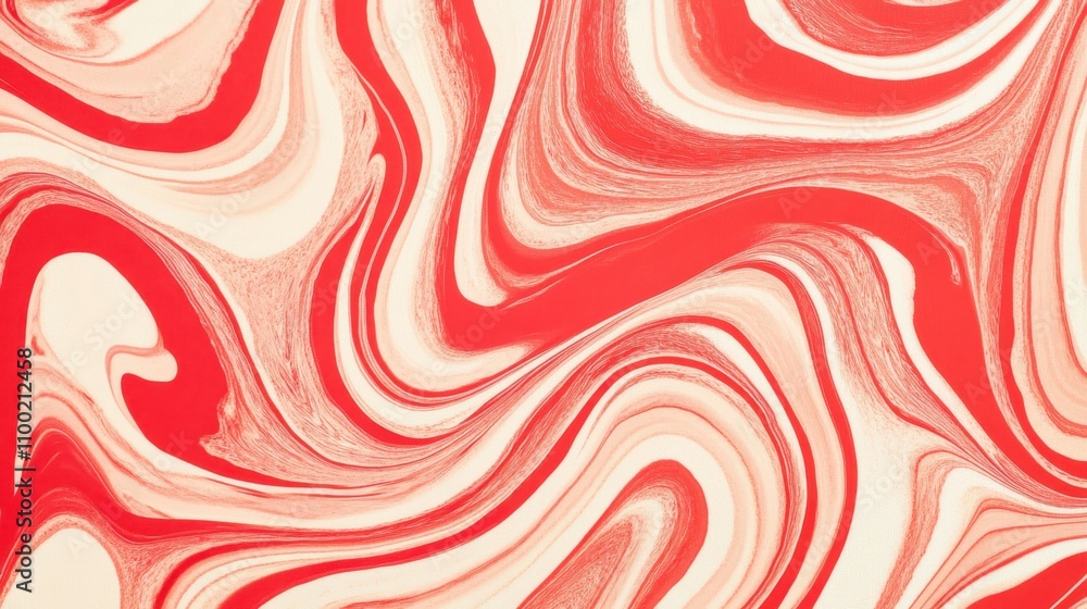 Aufkleber abstract red and cream swirl pattern with fluid art texture