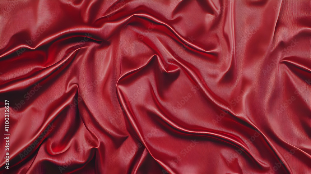 Poster draped red fabric with subtle texture and soft folds, creating a luxurious and elegant background.