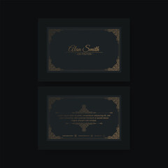 Luxury dark business card template with Ornament design