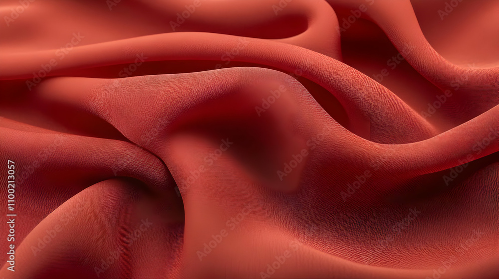Poster close-up of rust-colored fabric with soft, flowing folds and subtle texture.
