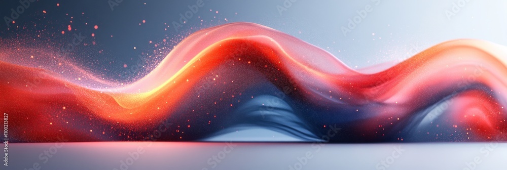 Poster colorful abstract waves blend seamlessly, creating a calm and mesmerizing visual effect