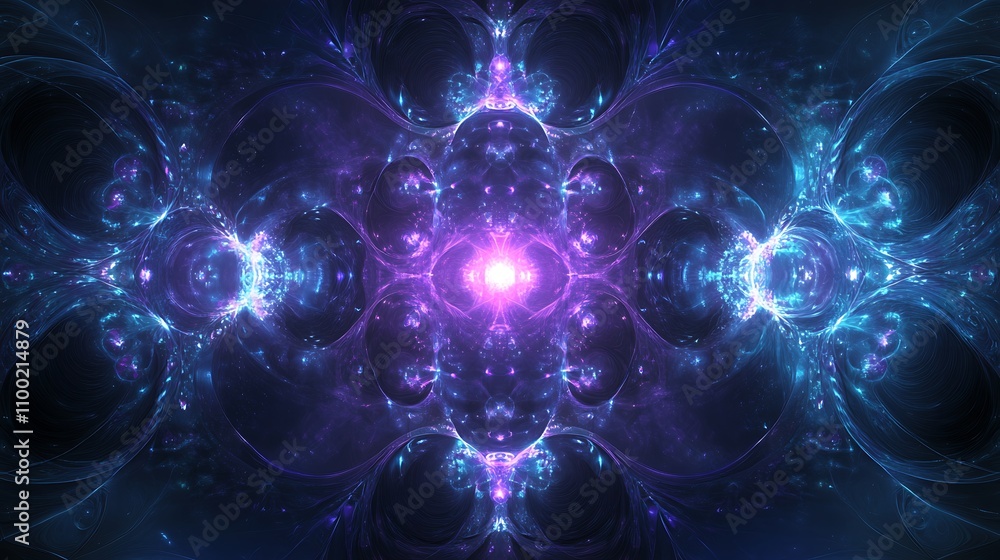 Poster glowing fractal pattern showcases intricate designs in vibrant colors and captivating shapes