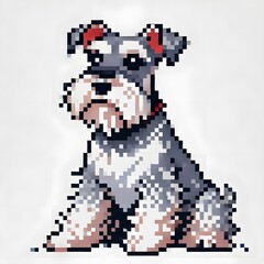 흰 배경, 슈나우저, 픽셀아트 (white background, Schnauzer, pixel art)