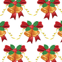 Christmas pattern with bells. Modern vector pattern. 