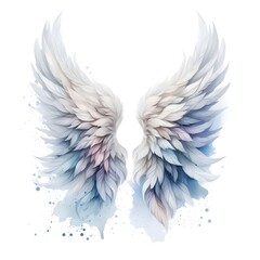 Obraz premium 밝은 배경, 천사 날개, 수채화 (Bright background, angel wings, water colour) 