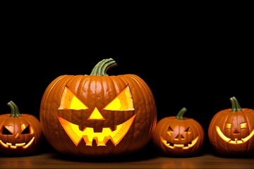 Authentic Halloween Jack-o'-Lantern: Isolated Against the Darkness