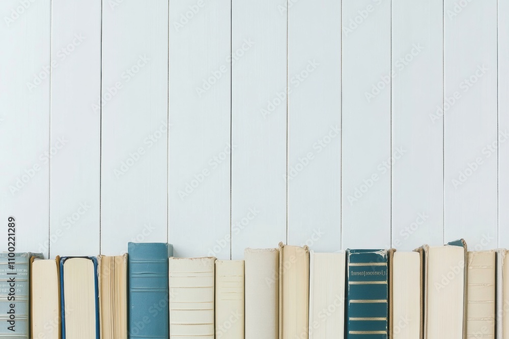 Poster a selection of books from multiple genres arranged neatly on a white background, inviting readers to