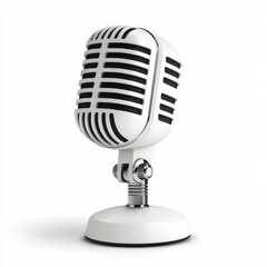 Fototapeta premium Vintage Style Microphone on a White Background with Reflections