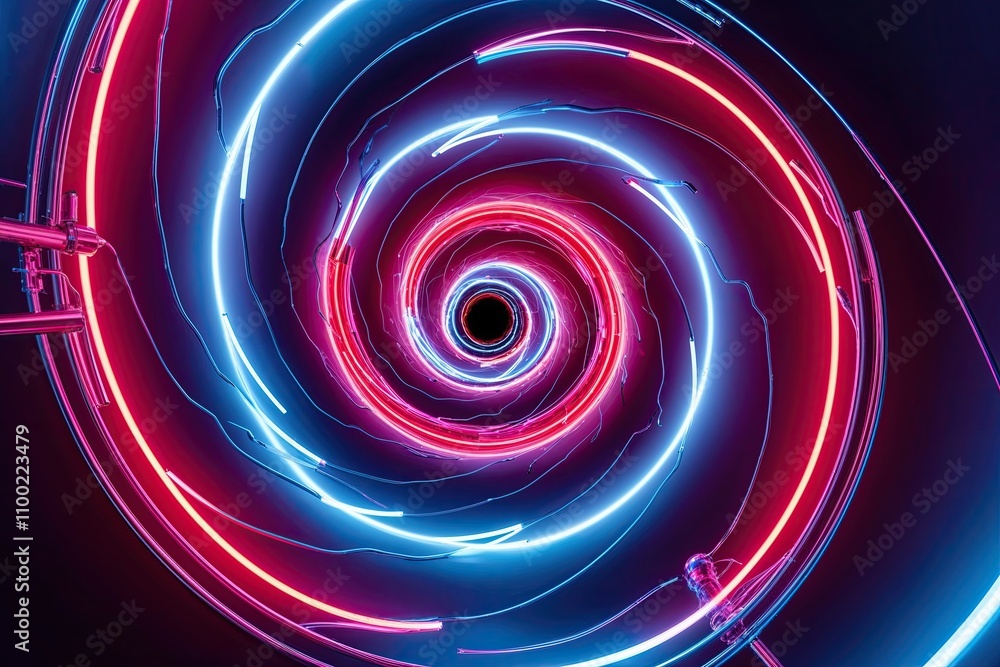 Aufkleber captivating 3d neon vortex spiral with magnetic lines and abstract glow effect