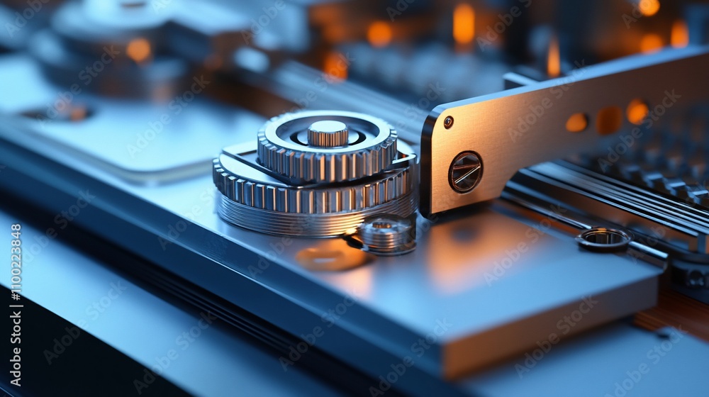 Poster close-up of intricate metallic gears and mechanisms.