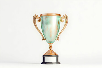 Elegant trophy with golden accents on a minimalist background, symbolizing achievement and success, ideal for celebrating victories and awards in various contexts.