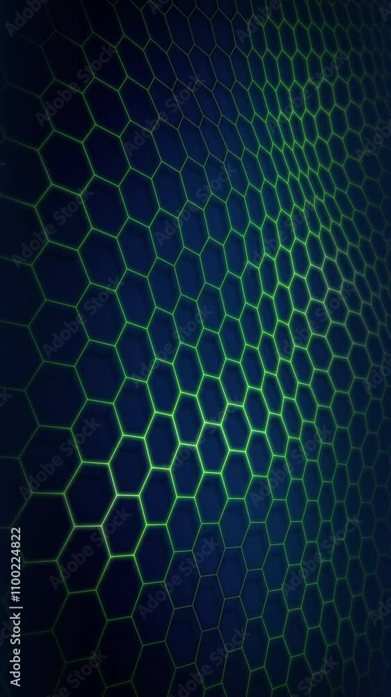 Poster abstract geometric background. honeycomb hexagon glowing grid. hexagon pattern digital cell futurist
