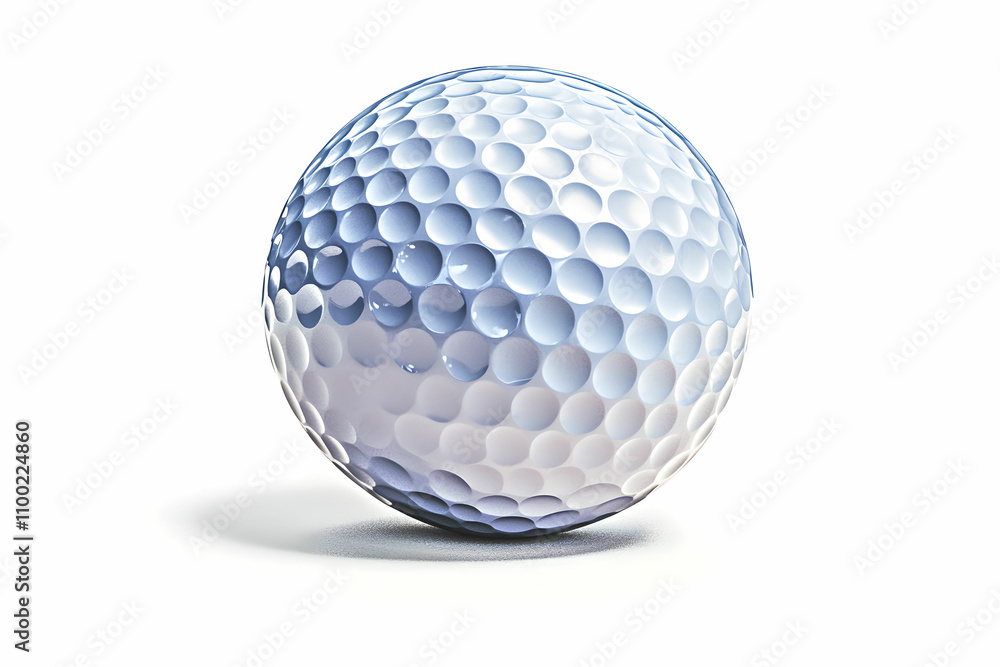 Aufkleber close-up view of a smooth golf ball displaying dimples and shading on a white background for use in 