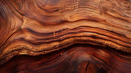 Fototapeta premium Close-Up View of Natural Wood Grain with Rich Patterns and Warm Tones, Showcasing the Beauty of Organic Texture and Unique Characteristics of Timber