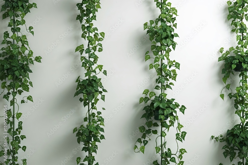 Poster 3d visualization of climbing vines on a clean white background with green nature elements