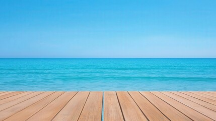Fototapeta premium A boardwalk stretching out into the ocean, gentle waves below, peaceful and quiet