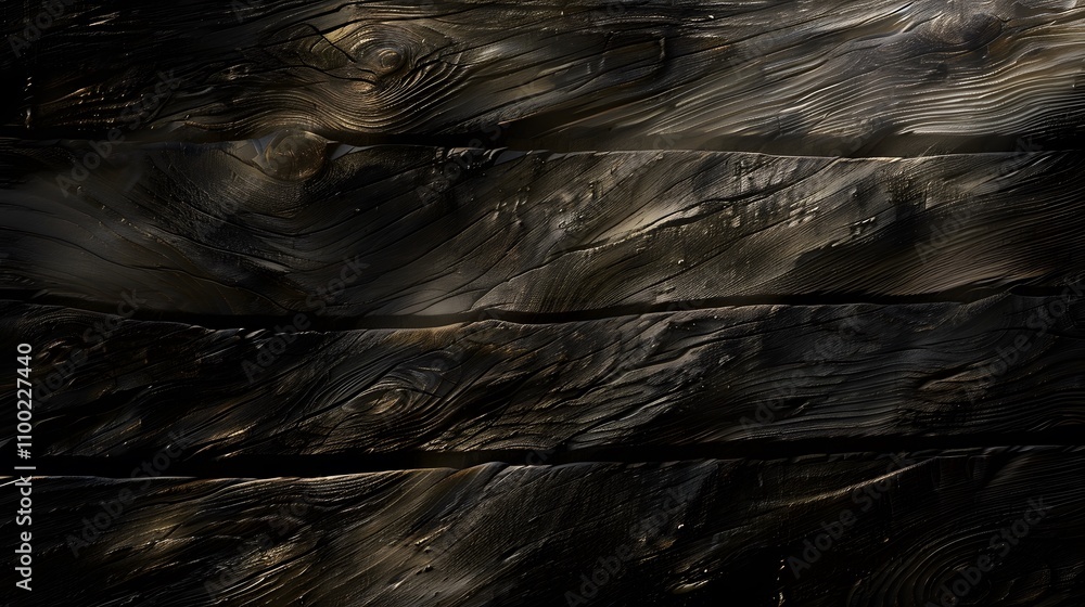 Aufkleber textured black wooden surface with dark grain patterns ideal for backgrounds, designs, and artistic 