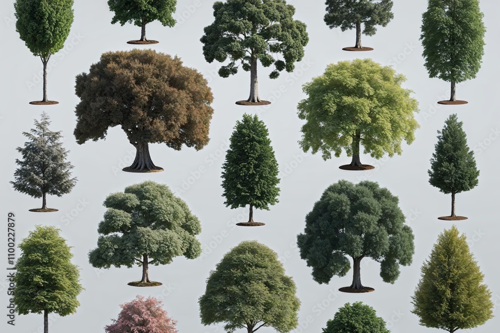 Poster 3d tree visualization from aerial perspective for digital art conceptual architecture and rendering 